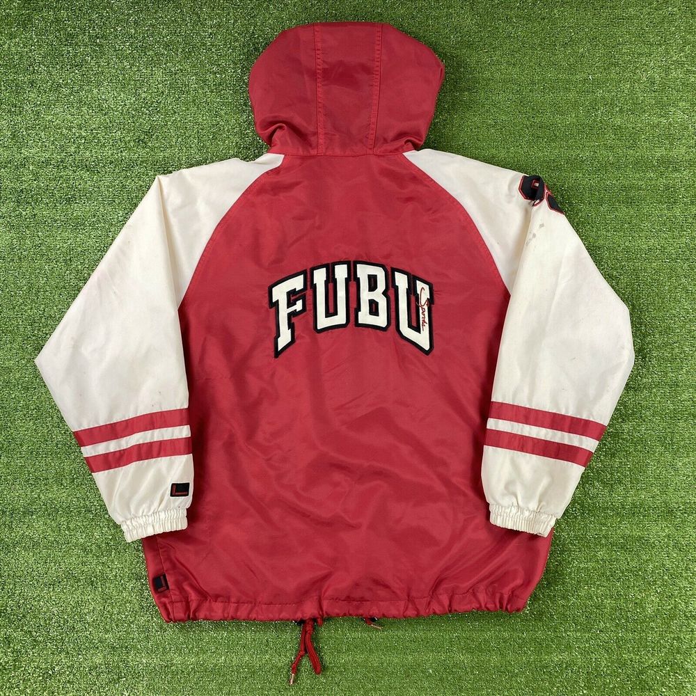 VTG 90's FUBU Spell Out Hooded Windbreaker Jacket